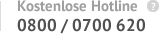 Kostenlose Hotline: 0800 / 0700 620