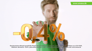 smava TV-Werbespot: Kredit mit Negativzins (-0,4 %)